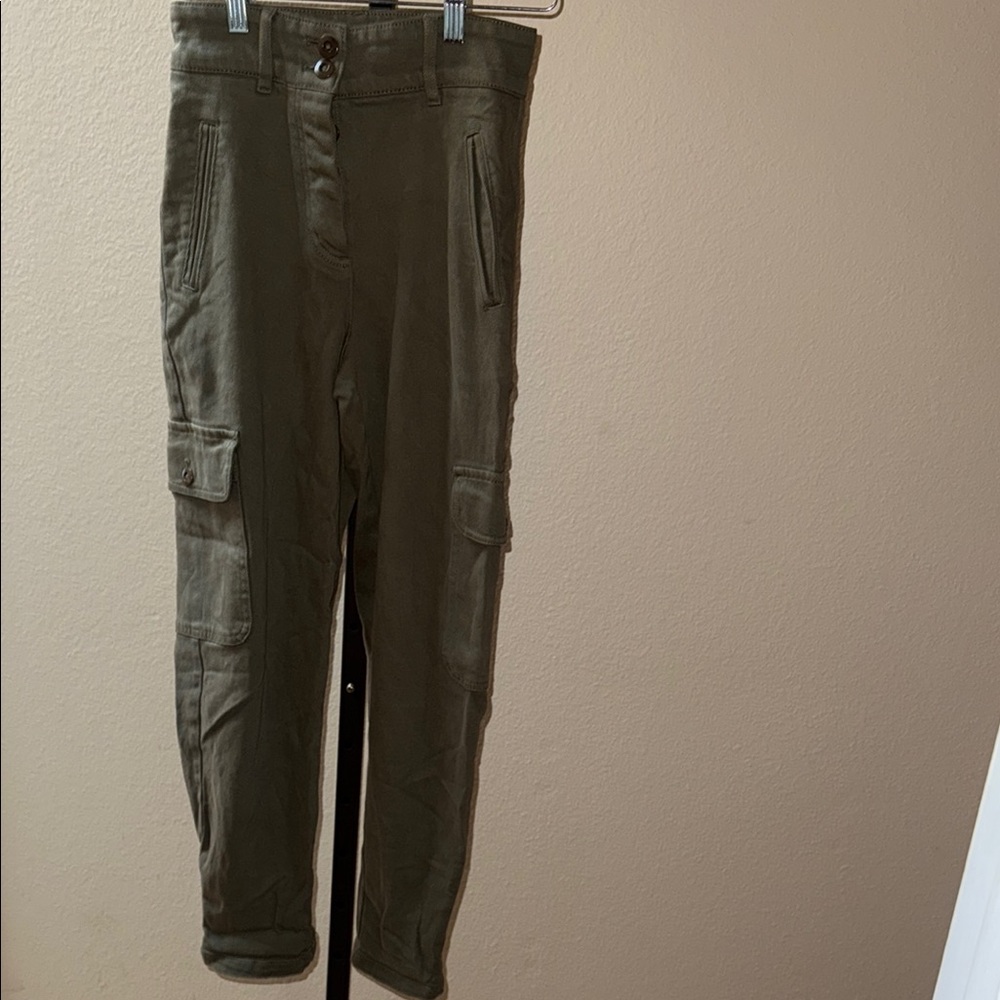 Wilfred Free Aritzia Olive Green Cargo Pants Straight Leg Cotton Blend Size O